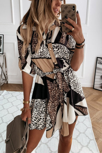 Printed Shirt Mini Dress
