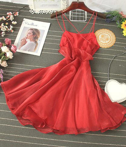 Tulle Backless Short Dress Mini Dress P343