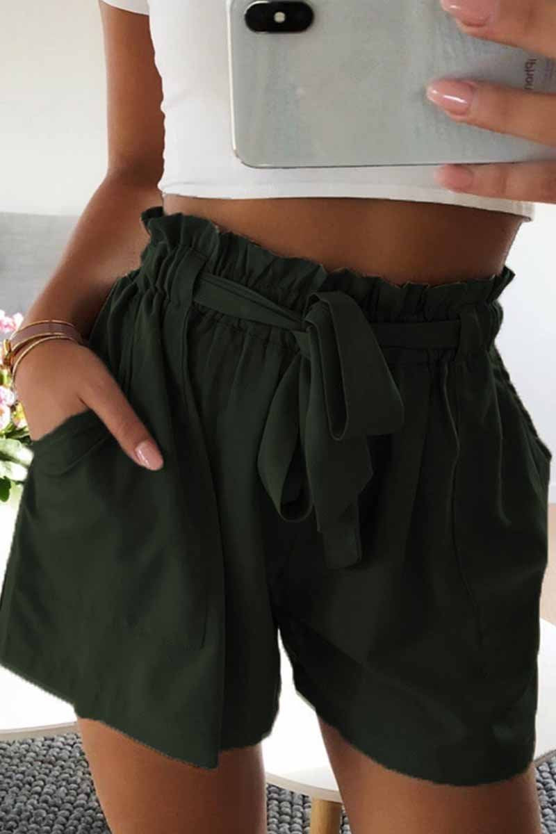 Elastic Wide Leg Strap High Waist Shorts