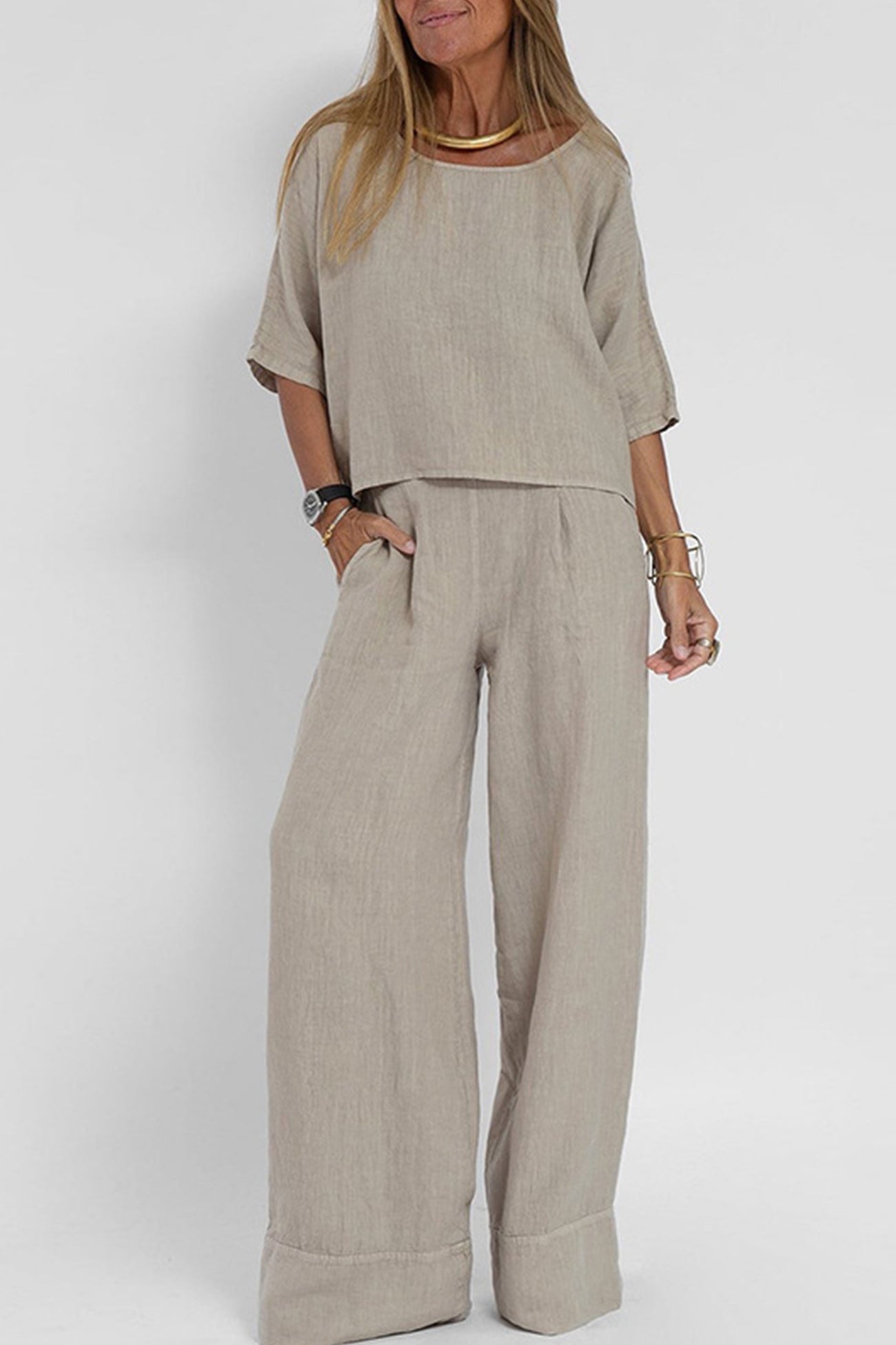 Color Half Sleeve Cotton Shirt Pants Set