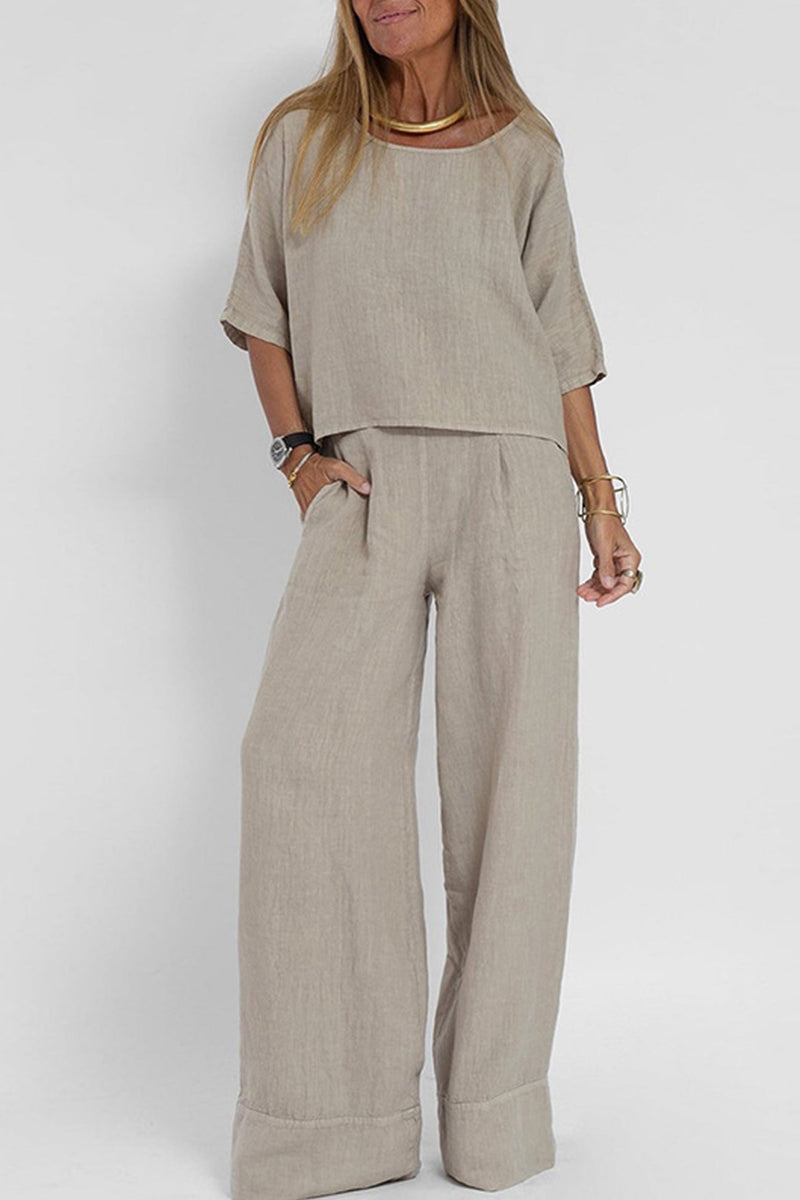 Color Half Sleeve Cotton Shirt Pants Set