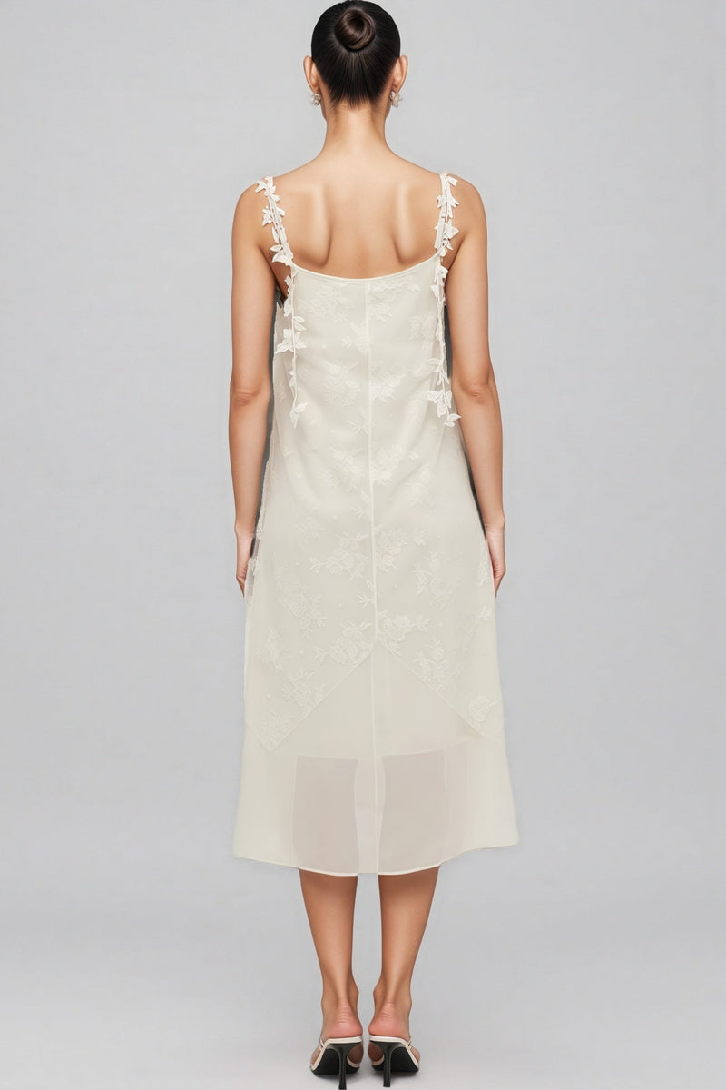 Wrenk Sleeveless Embroidered Flower Midi Dress