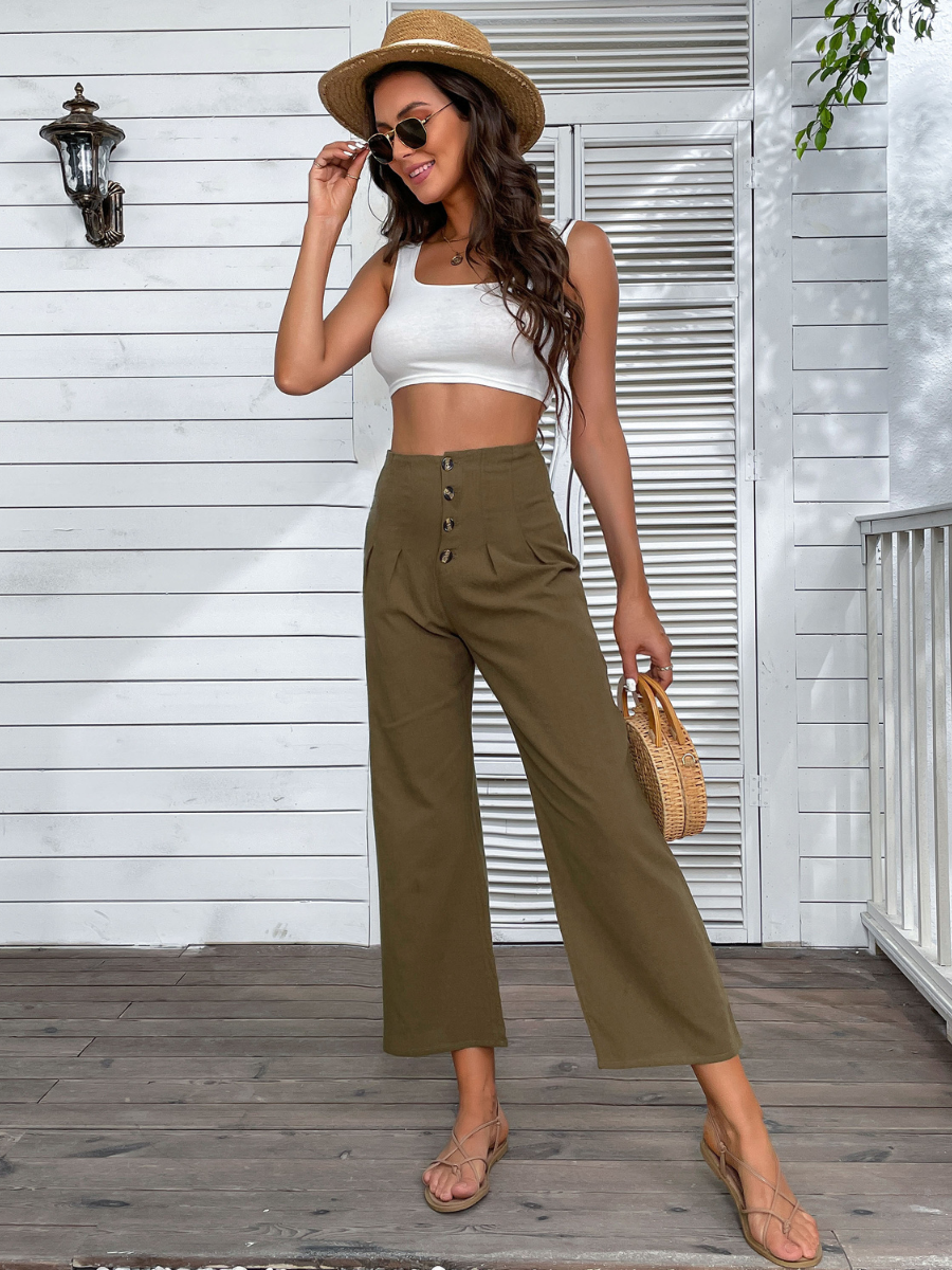Back It Linen Pants - Olive