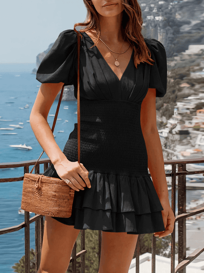 Always a Good Time Smocked Mini Dress - Black