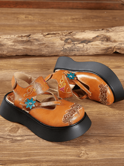 Soffia | Yellow Cut-put Strap Leather Sandal