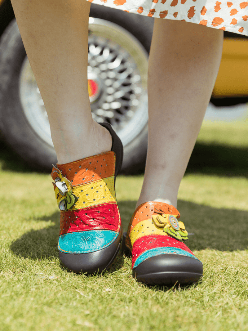 Soffia | Rainbow Streak Leather Sandal
