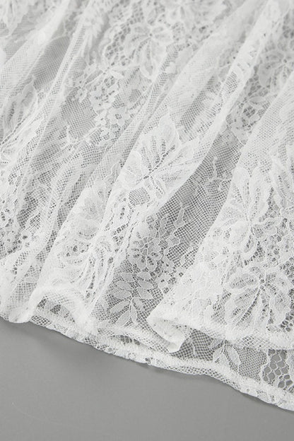 Sheer Brocade Lace White Jacquard Maxi Skirt