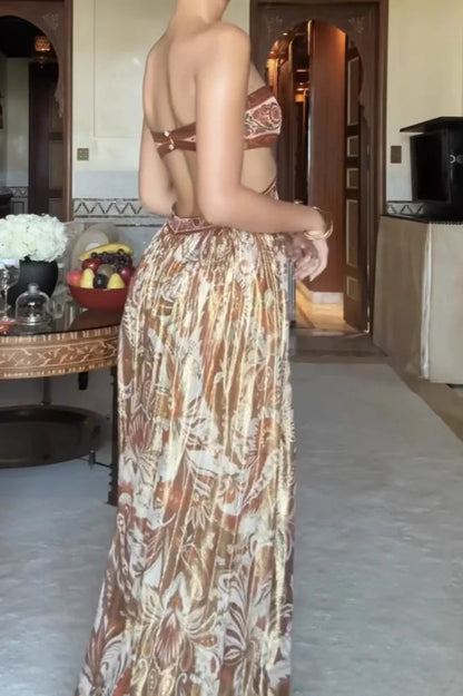 Strapless Cut-out Satin Maxi Dress