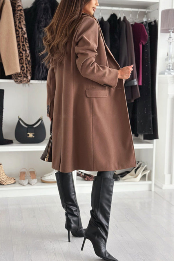 Fashionable Lapel Long Sleeve Single Breasted Loose Coat