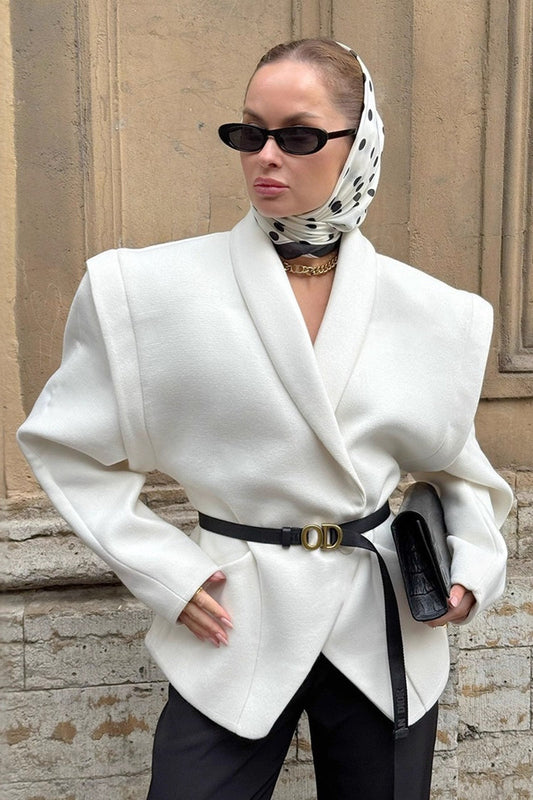 Wool Blend Belted Waist Coat