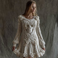 Vintage White Roses Celtic Skull Cozy Knit Sweater Dress artswardrobe
