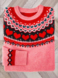 Valentine's Day Hearts Cozy Fair Isle Knit Sweater artswardrobe