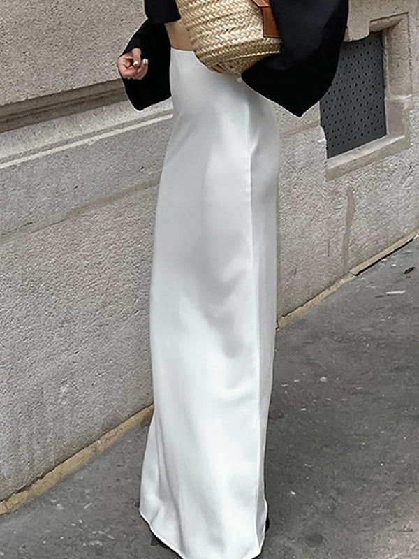 Satin High Rise Mermaid Maxi Skirt