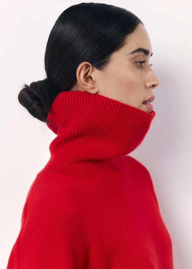 Red Turtleneck Knit Sweater