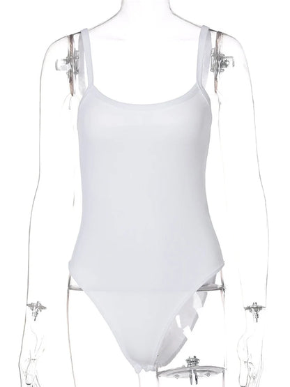 Strap Bodycon Body Basic White Summer Bodysuit Tops Sleeveless Sheer Bodysuits Jumpsuit Slim