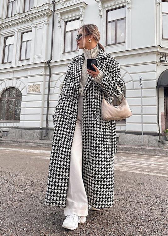 Houndstooth Long Trench Coat – ’s Outerwear