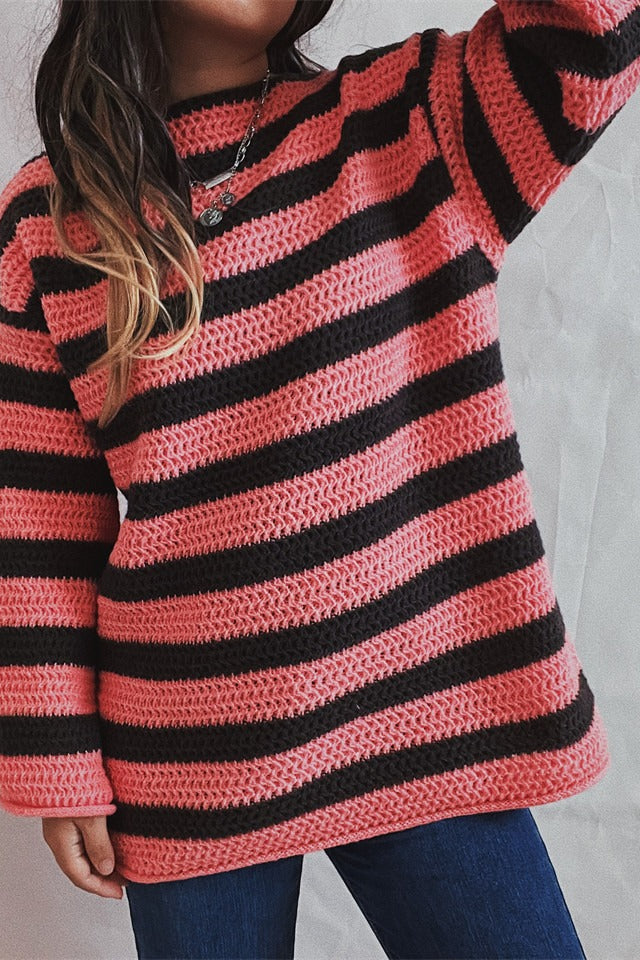 Striped Knit Loose Sweater