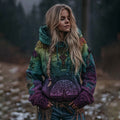 Women's Vintage Life Of Tree Gradient Art Knit Hooded Sweater elevenforest