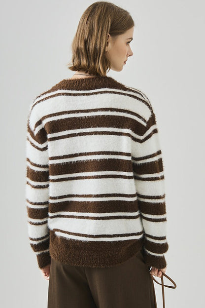 Oversized Striped V-neck Sweater