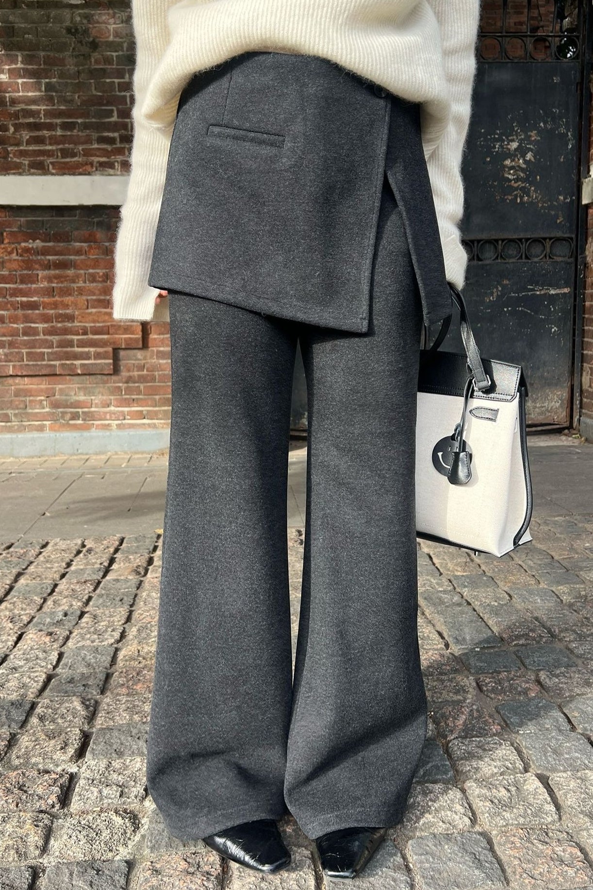 Layered Look Fleece Lined Ruffle Pants