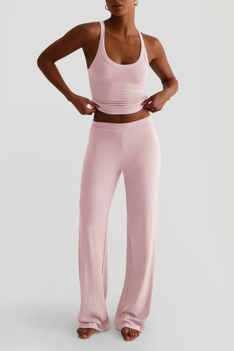 Sporty Tank Top Palazzo Pants Set