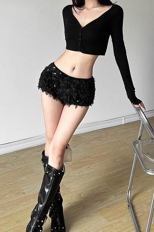 Color Sequin Low Rise Shorts