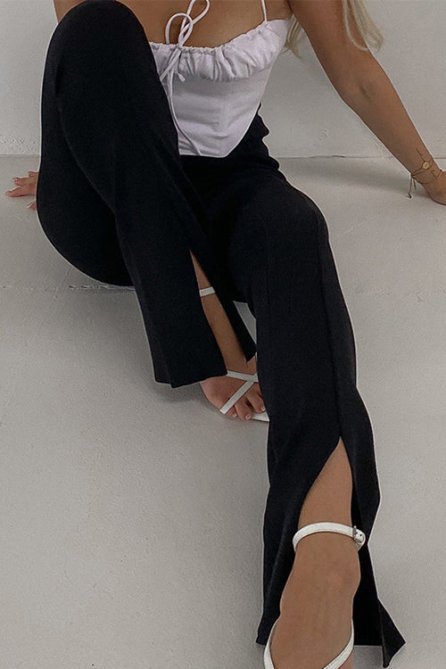 High Rise Slit Bell Bottoms Skinny Pants