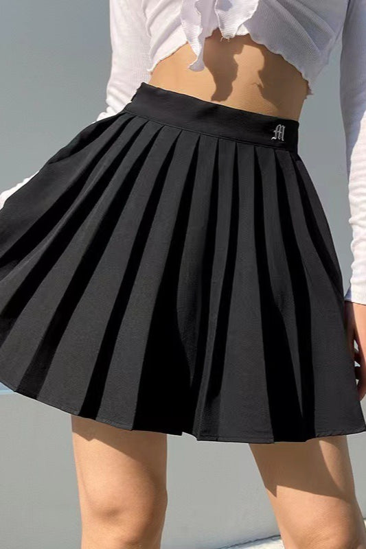Pleated Anti-chafe High Waist Pocket Sports Skirt
