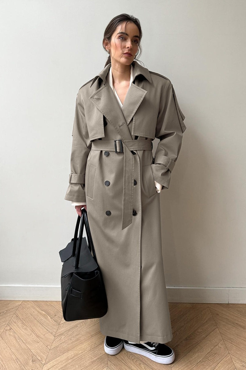 Long Cotton Tied Relaxed Overcoat