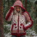 Comstylish Christmas Viking Tree Of Life Women's Zip-up Hooded Sweater