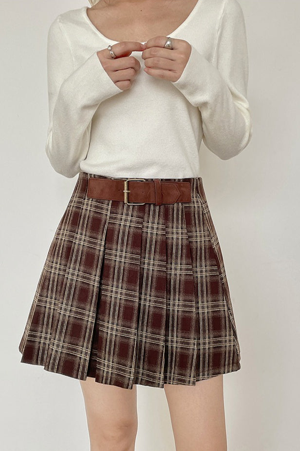 Plaid Pleated Skirt