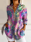 Women's Art Painting Hippie Print Long Sleeve Shirt