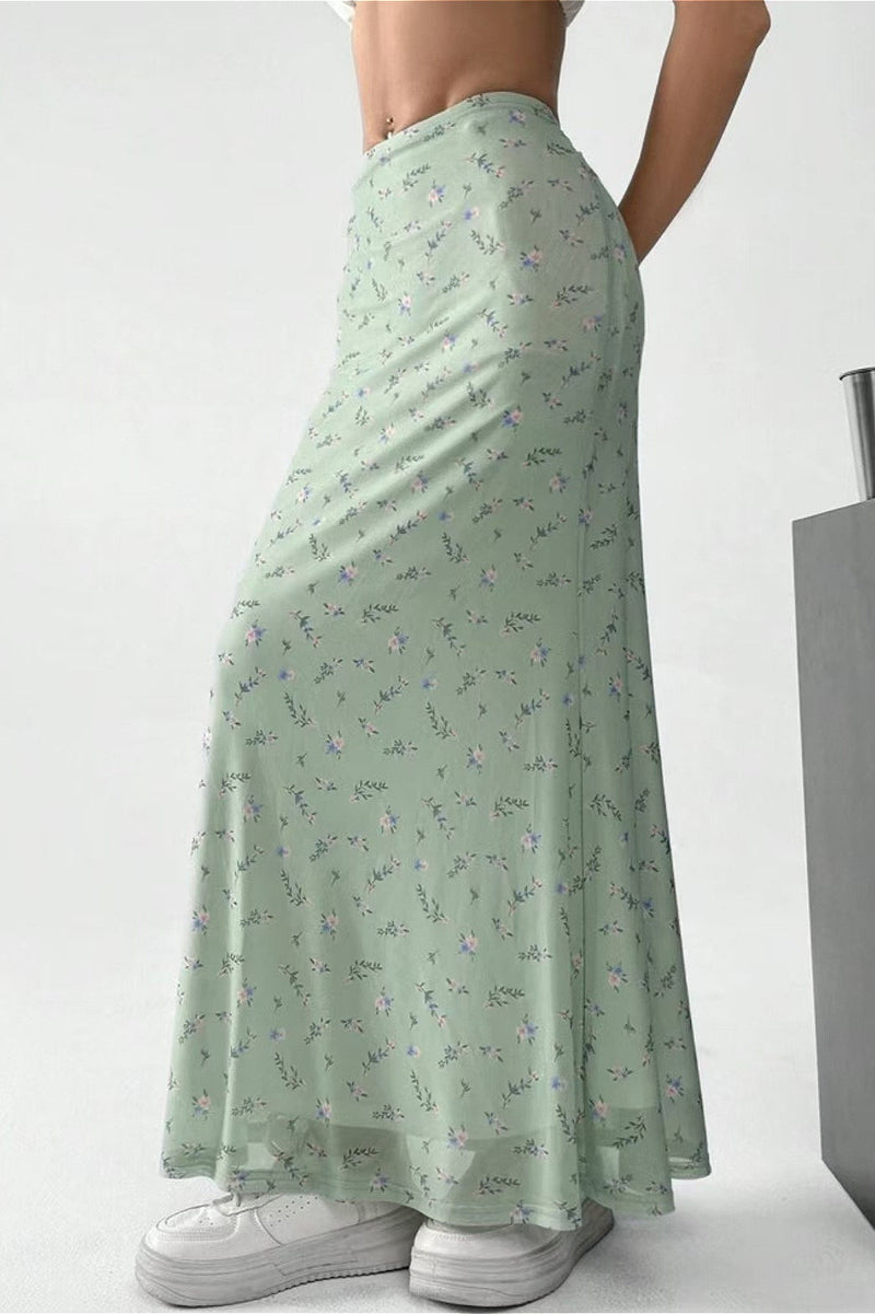 Satin A-line Midi Skirt
