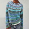Comstylish Vintage Fairman Island Knit Jacquard Crew Neck Sweater