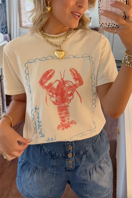 Moxidress Short Sleeves Lobster Print T-shirt