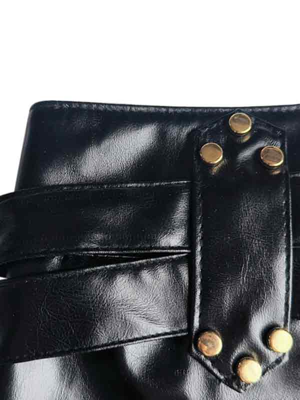 Dark Hip Hop Pu Leather Hollow Shorts
