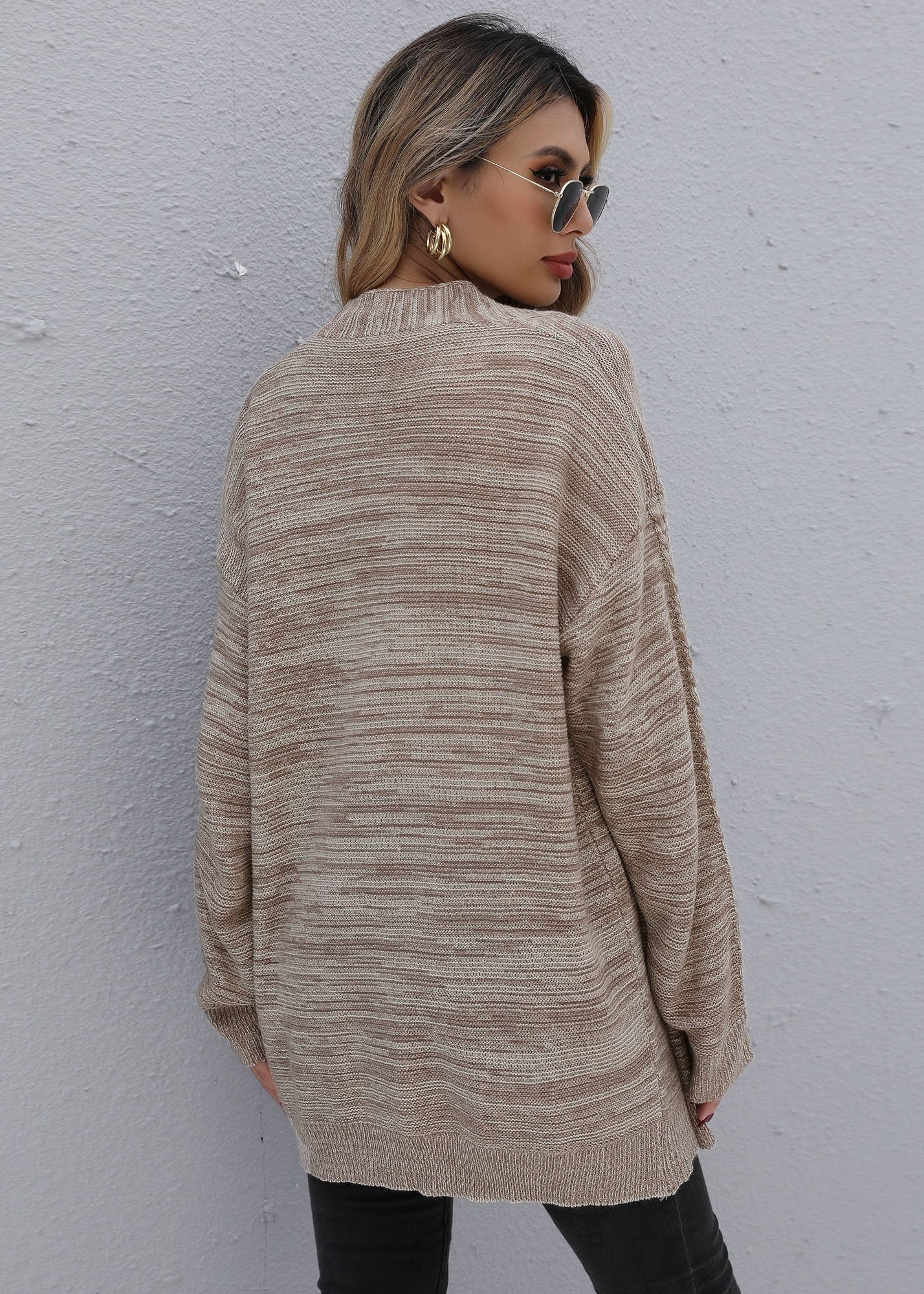 Color Knitted Cardigan Sweater