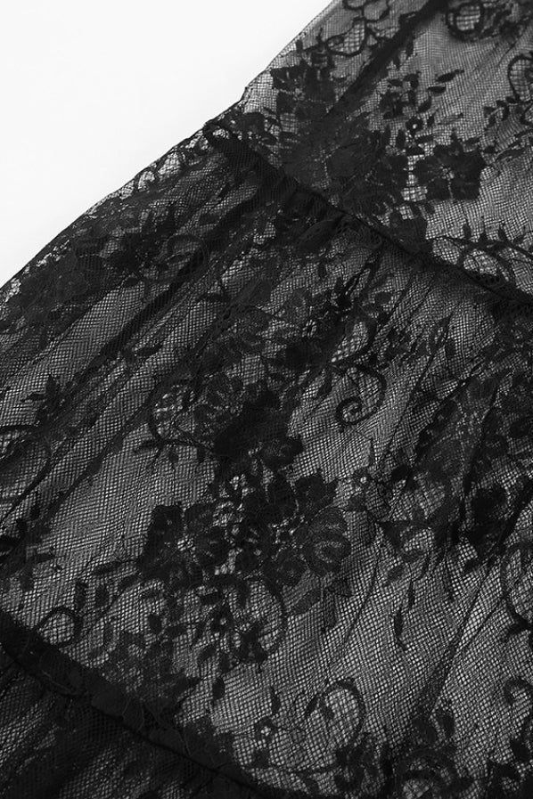High Waist Black Lace Sheer Skirt
