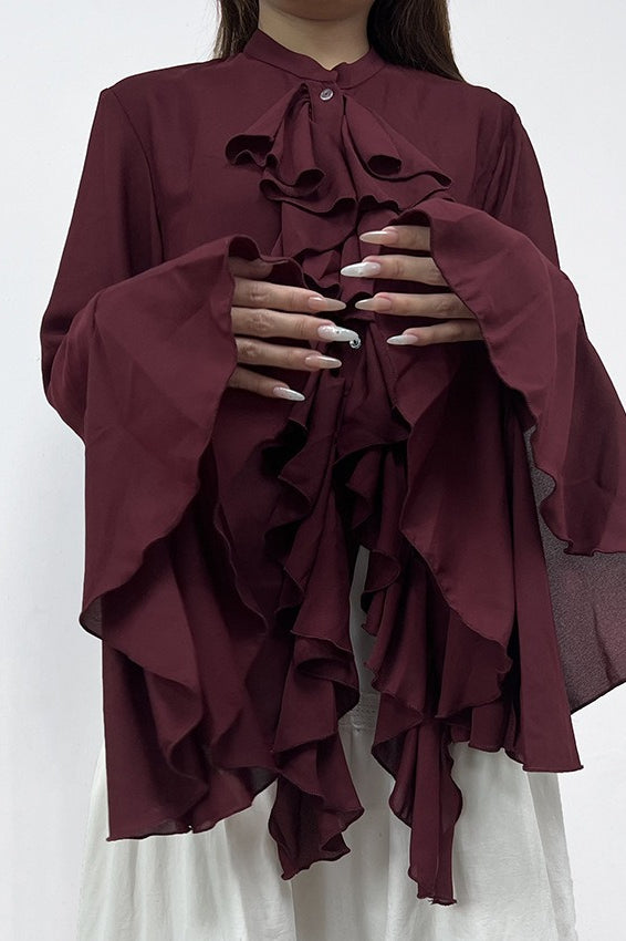 Ruffled Long-sleeve Blouse