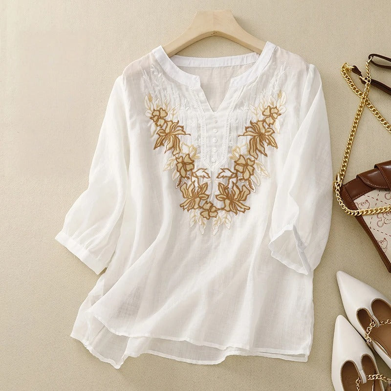 Linen Breeze Blouse™ — Experience All-day Elegance Wrapped in Featherlight Comfort