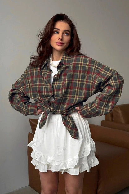 Plaid Relaxed Fit Blouse