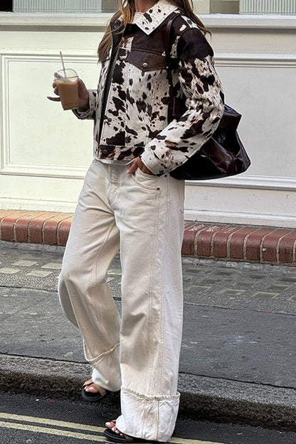Asymmetrical Print Short Coat