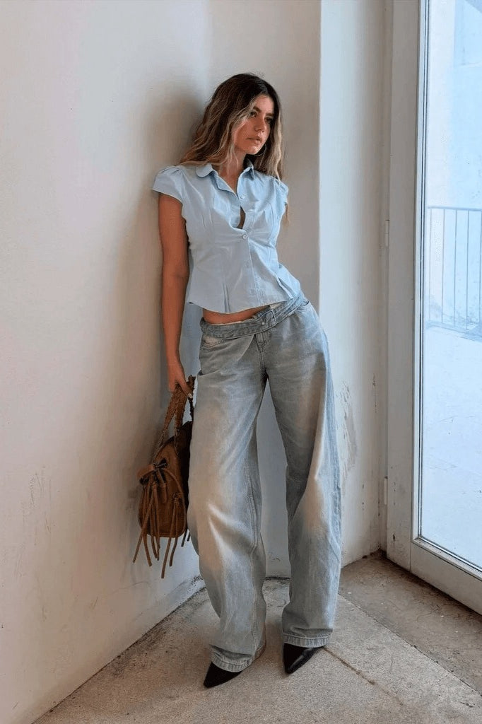 Slim Short Sleeve Blouse