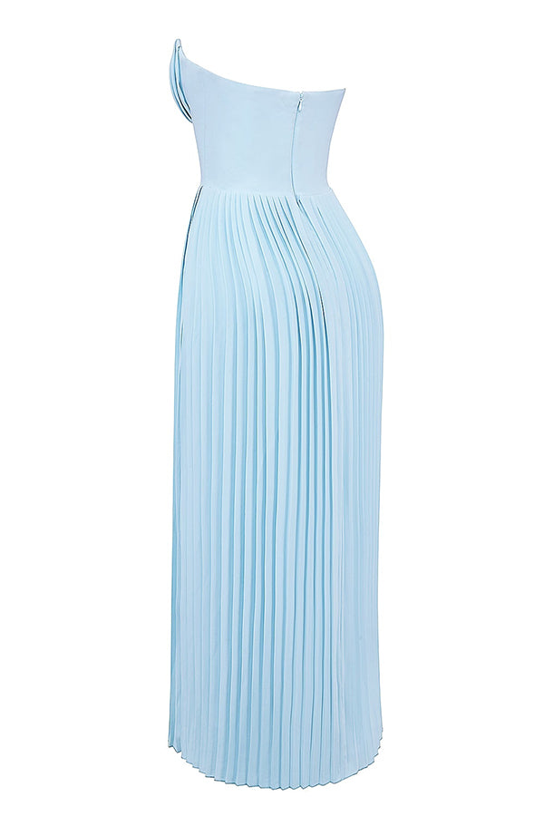 Romantic and Pleated Strapless Maxi Dress