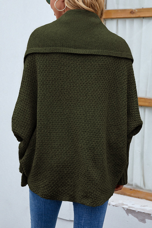 Color Dolman Sleeve Knitted Cardigan