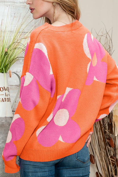 Pink & Orange Cable Knitted Sweater