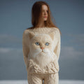 Cute Cat Face Embroidered Soft Cozy Knit Sweater elevenforest