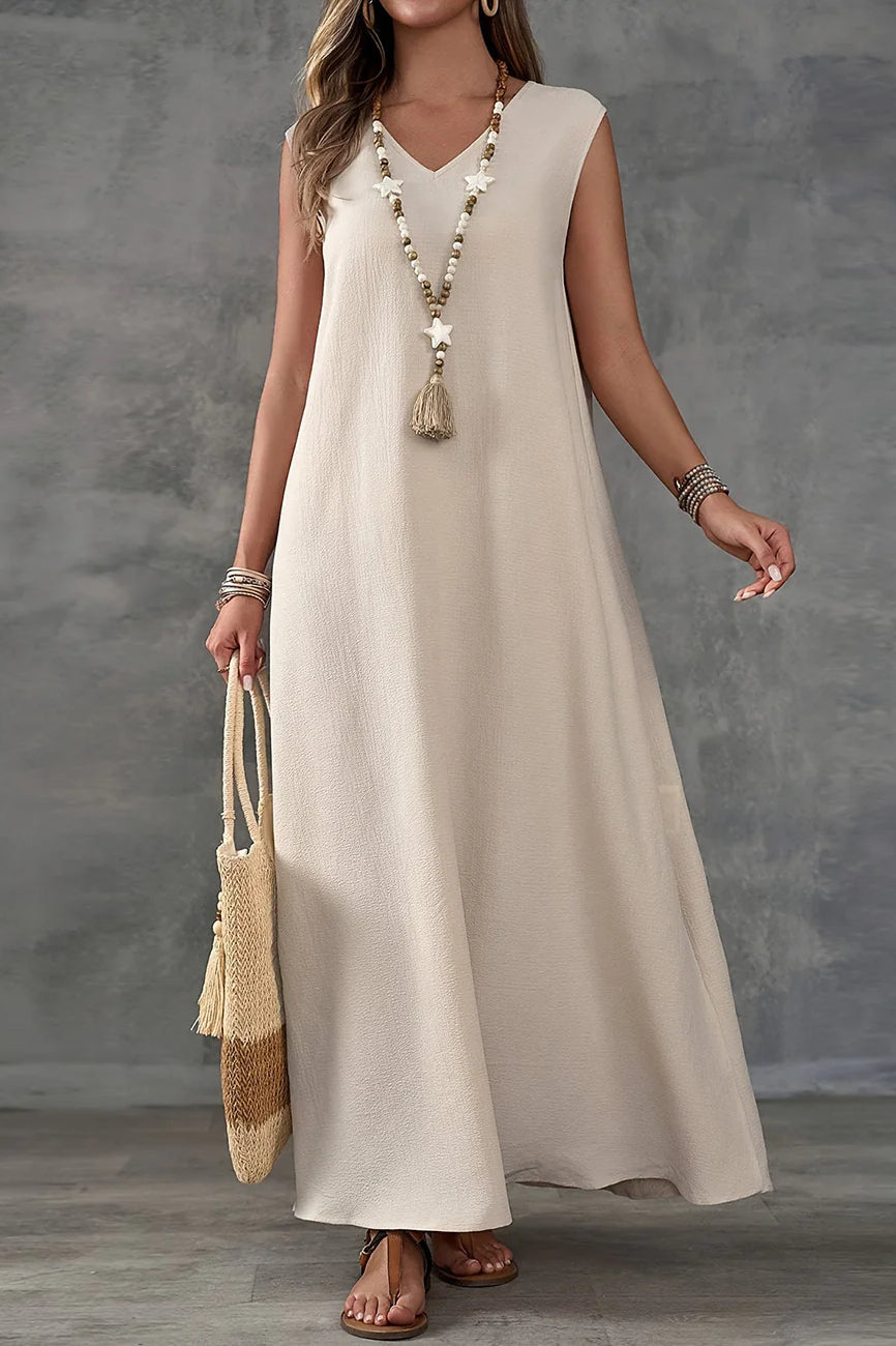 Sleeveless V-neck Side Slit Maxi Dress