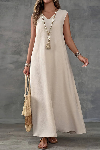 Sleeveless V-neck Side Slit Maxi Dress