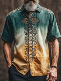 Celtic Knot Gradient Men's Linen Short Sleeve Shirt elevenforest